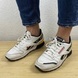 Reebok Royal Glide Ripple Clip Sneakers White Yellow Black Red EG5245 Size 4.5